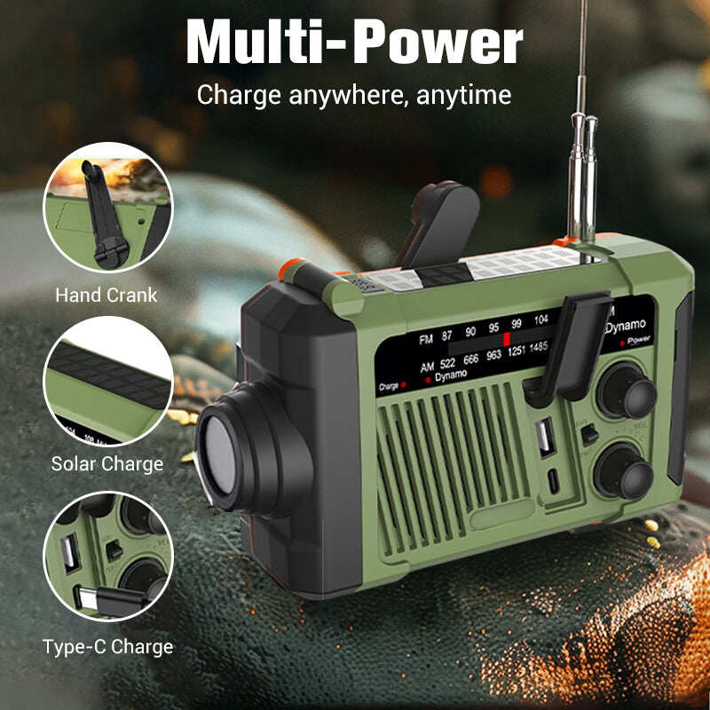 Solar Hand Crank Emergency Radio with LED Flashlight