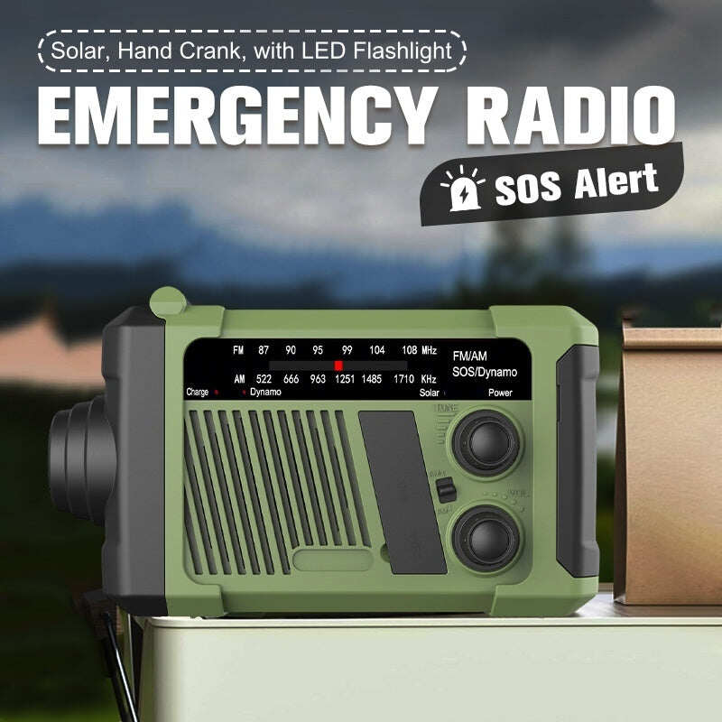 Solar Hand Crank Emergency Radio with LED Flashlight