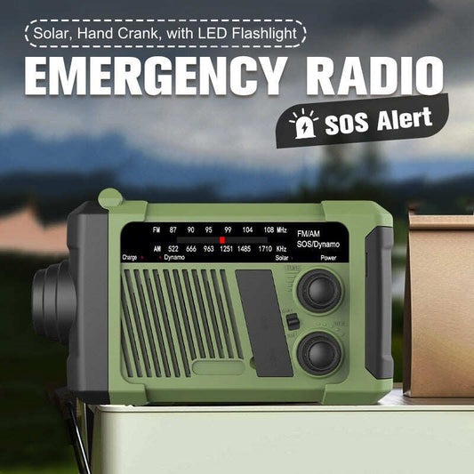 Solar Hand Crank Emergency Radio with LED Flashlight