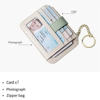 New Style Mini Keychain Wallet Short Length Coin Purse Creative Card Holder with Multi-Card Slots Polyester Lining