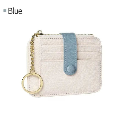 New Style Mini Keychain Wallet Short Length Coin Purse Creative Card Holder with Multi-Card Slots Polyester Lining