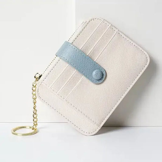 New Style Mini Keychain Wallet Short Length Coin Purse Creative Card Holder with Multi-Card Slots Polyester Lining