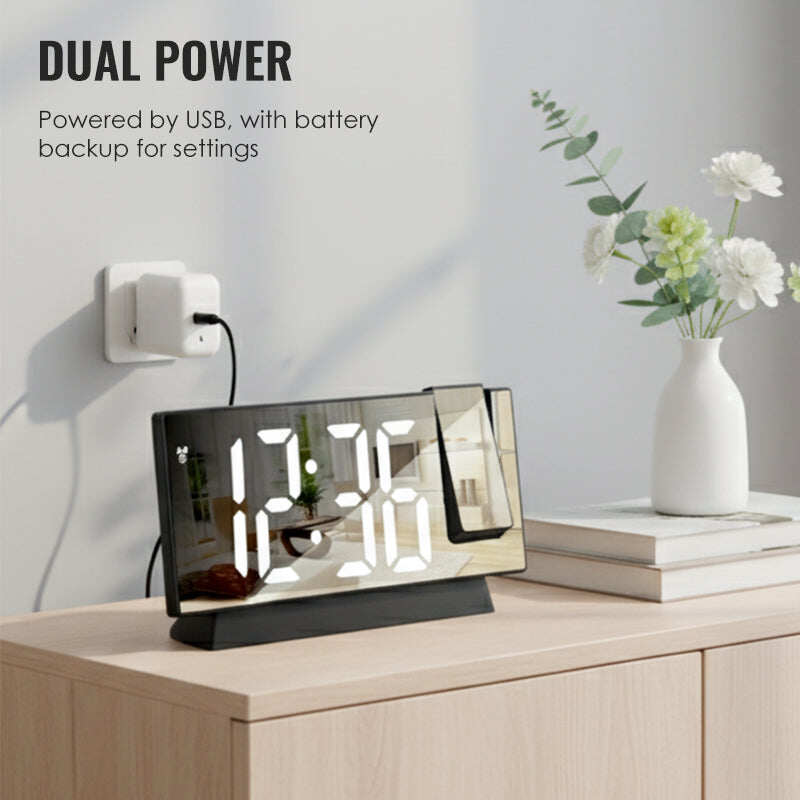 LED Mirror Projection Alarm Clock