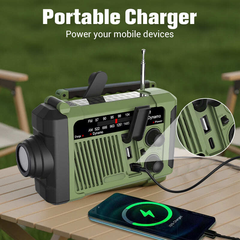 Solar Hand Crank Emergency Radio with LED Flashlight